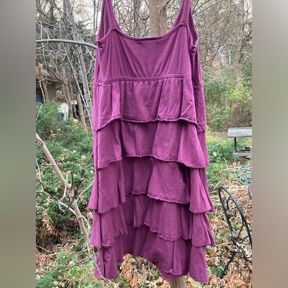 Loft Ruffled Dress w/ Spaghetti Straps in Plum - Picture 2 of 4